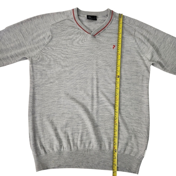 PEAK PERFORMANCE Light Gray Merino Wool V-Neck Sweater xl - Picture 8 of 11